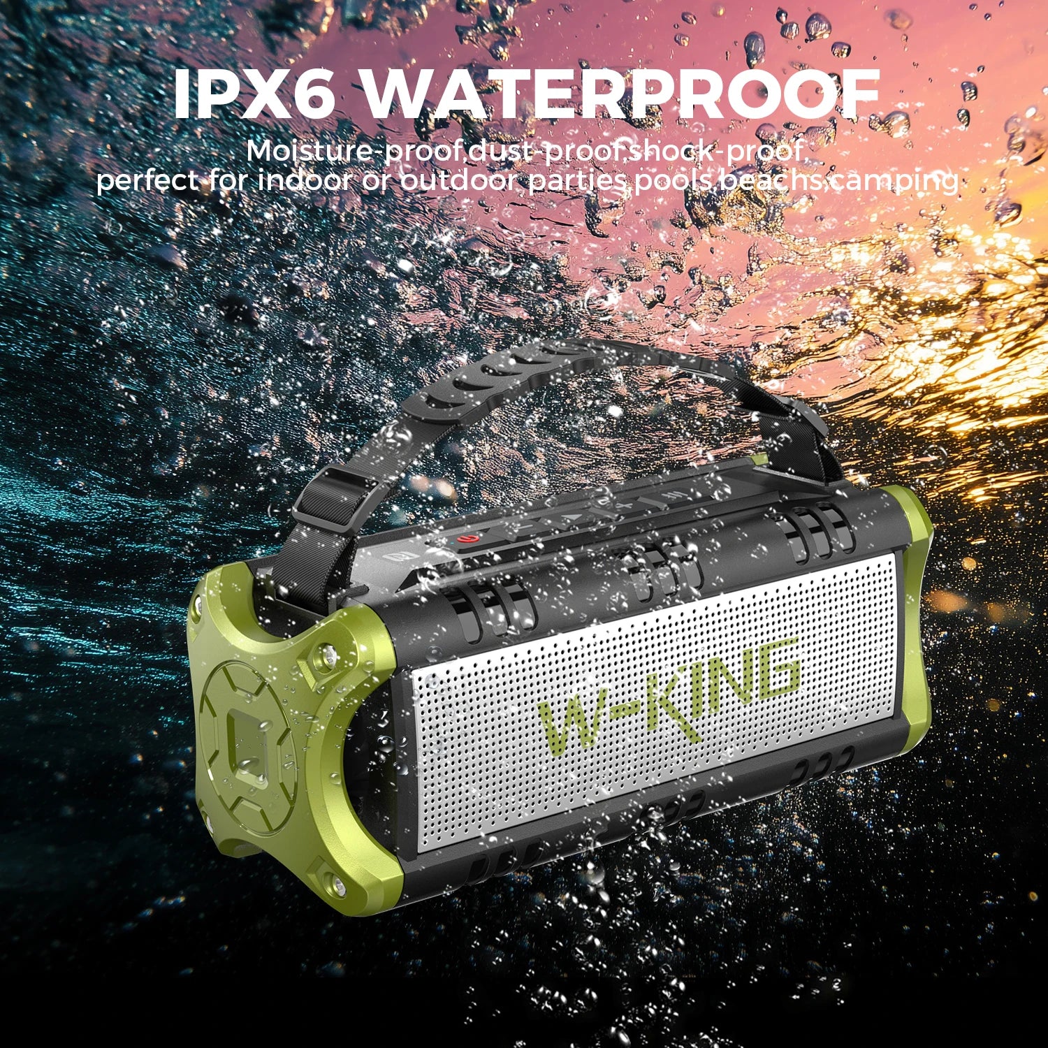 D8mini portátil Bluetooth Speaker, 30W RMS Music , 2550 mAh Battery, aprova de-agua Box,24 horas de bateria