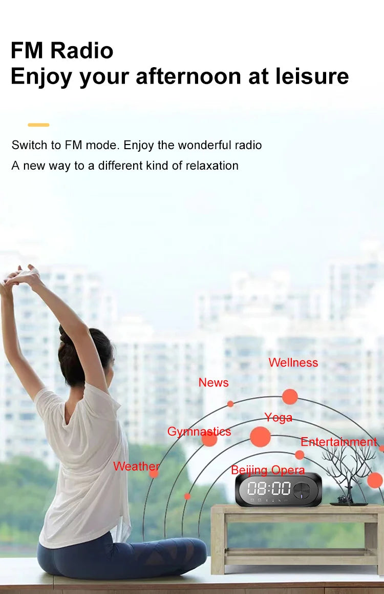 Alarm  Radio FM Bluetooth portátil Caixa De Som Sound Box Music Mini Woofers