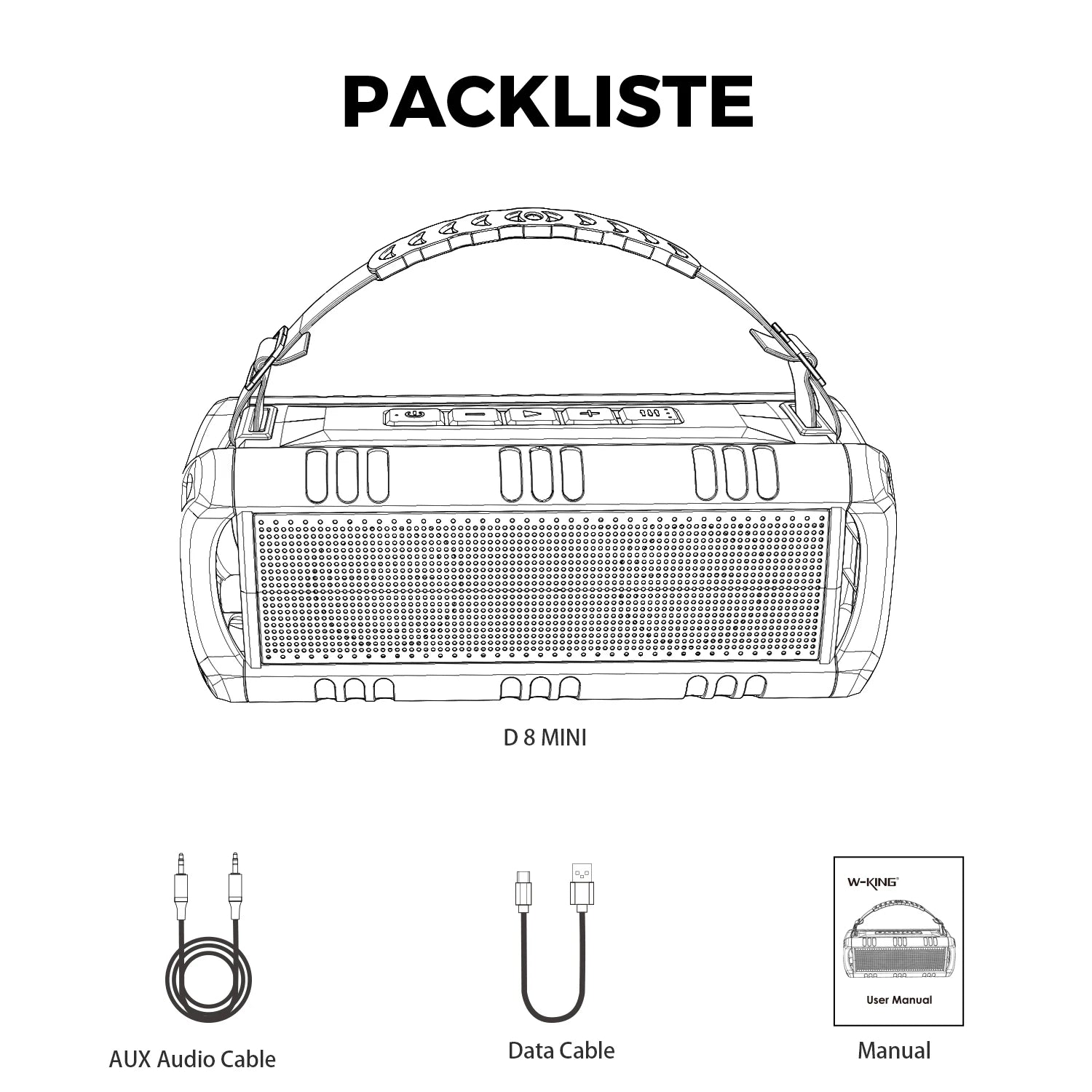 D8mini portátil Bluetooth Speaker, 30W RMS Music , 2550 mAh Battery, aprova de-agua Box,24 horas de bateria