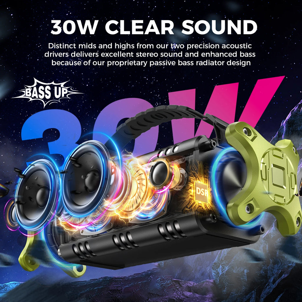 D8mini portátil Bluetooth Speaker, 30W RMS Music , 2550 mAh Battery, aprova de-agua Box,24 horas de bateria