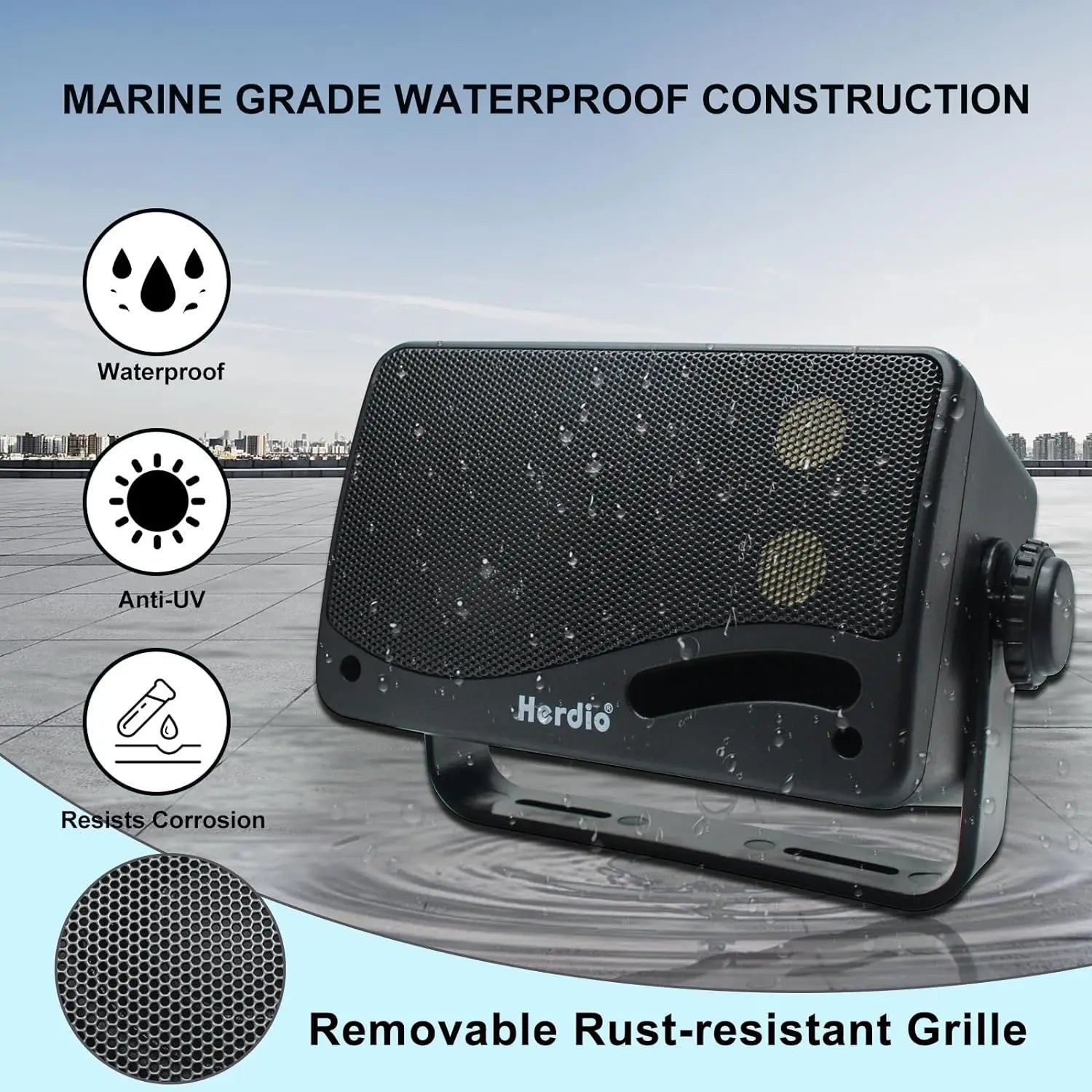 3.5'' Passive Outdoor Speakers Wired Waterproof 200W 3 Way Premium Mountable Wall Mount Speakers For Patio Marine Boat