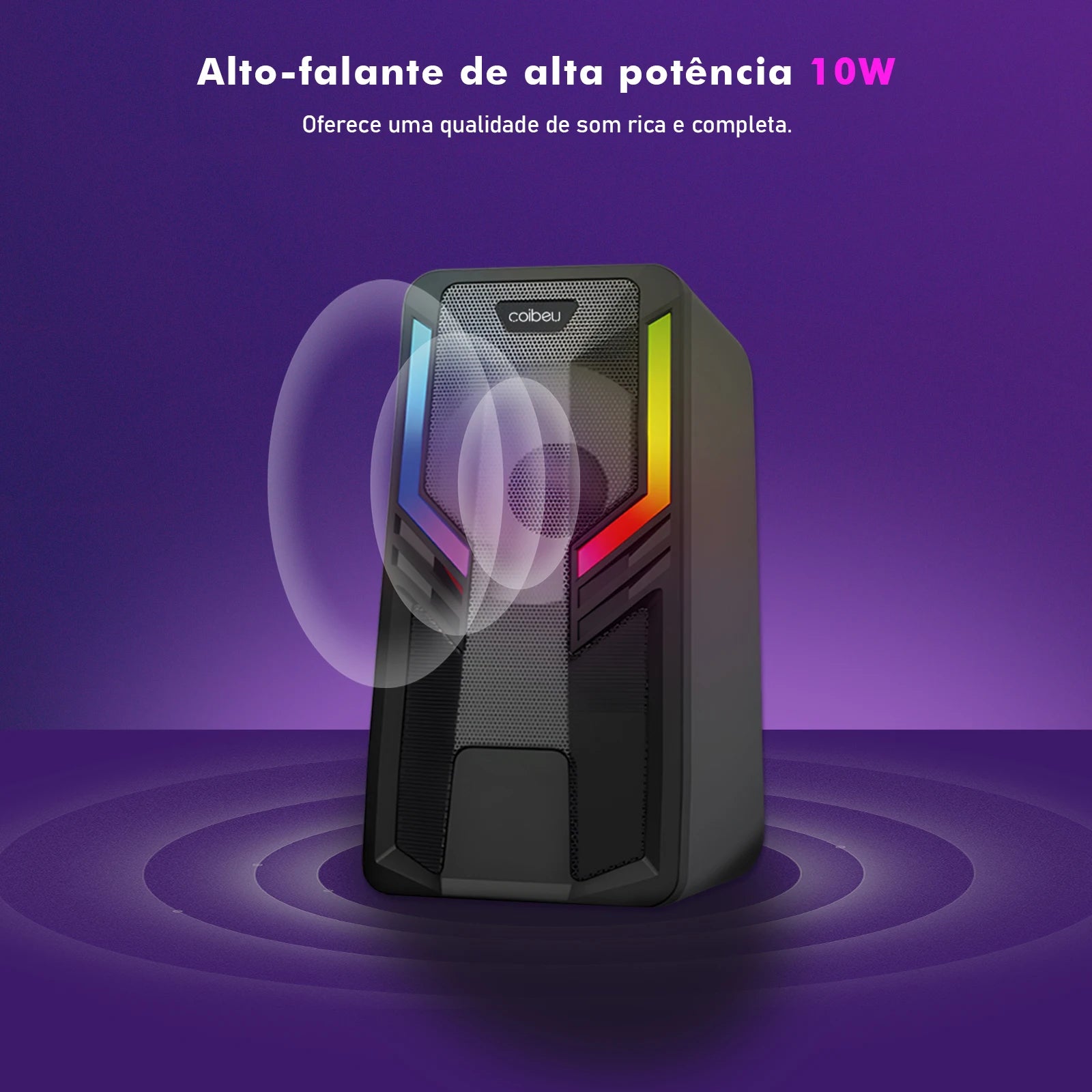 caixa de som para computador com led rgb