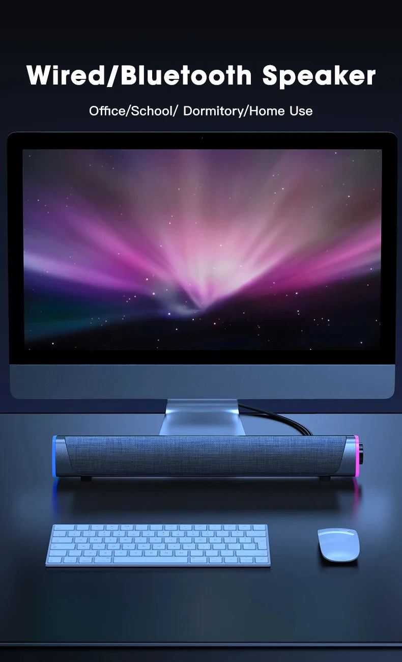 4D Computer Speaker Bar Stereo Sound Subwoofer Bluetooth Speaker For Macbook Laptop Notebook PC Music Player Wired Loudspeaker