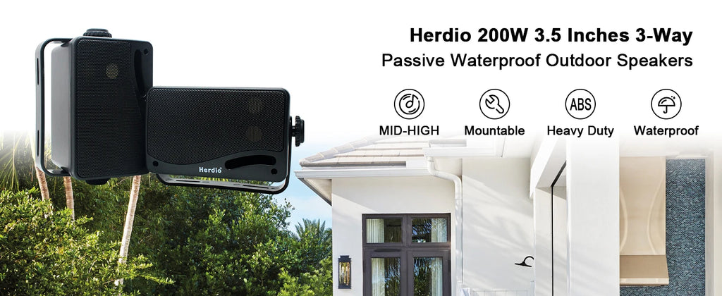 3.5'' Passive Outdoor Speakers Wired Waterproof 200W 3 Way Premium Mountable Wall Mount Speakers For Patio Marine Boat