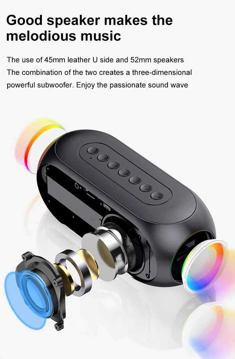 Alarm  Radio FM Bluetooth portátil Caixa De Som Sound Box Music Mini Woofers