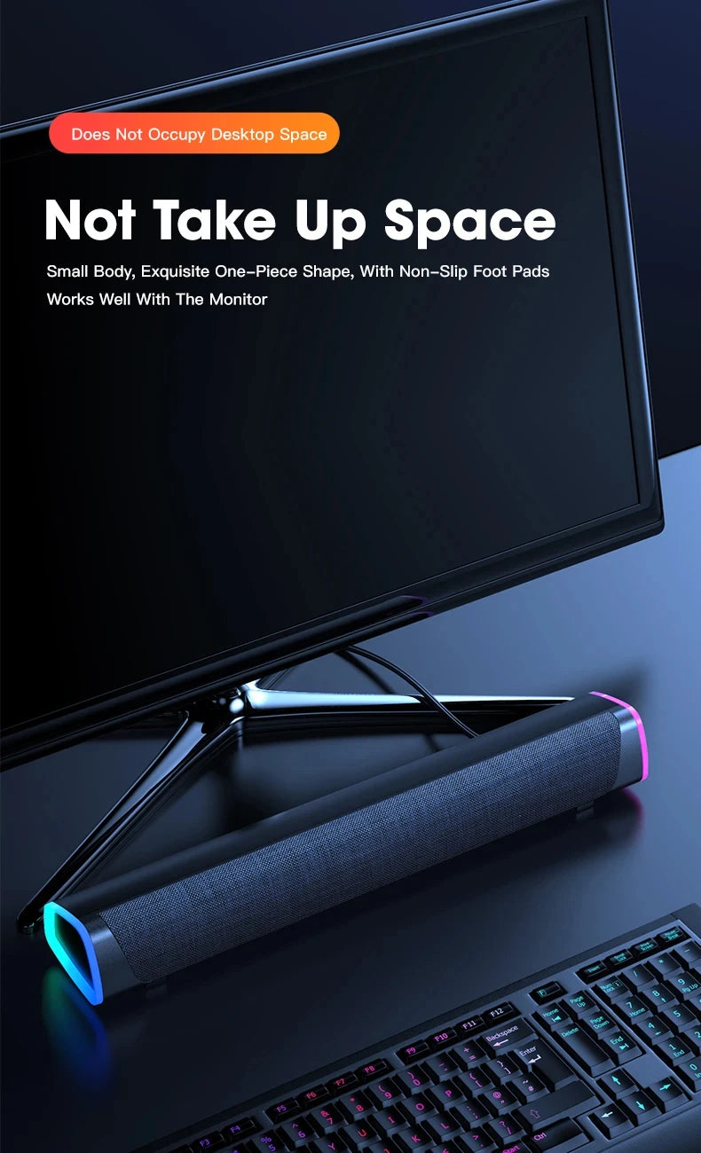 4D Computer Speaker Bar Stereo Sound Subwoofer Bluetooth Speaker For Macbook Laptop Notebook PC Music Player Wired Loudspeaker