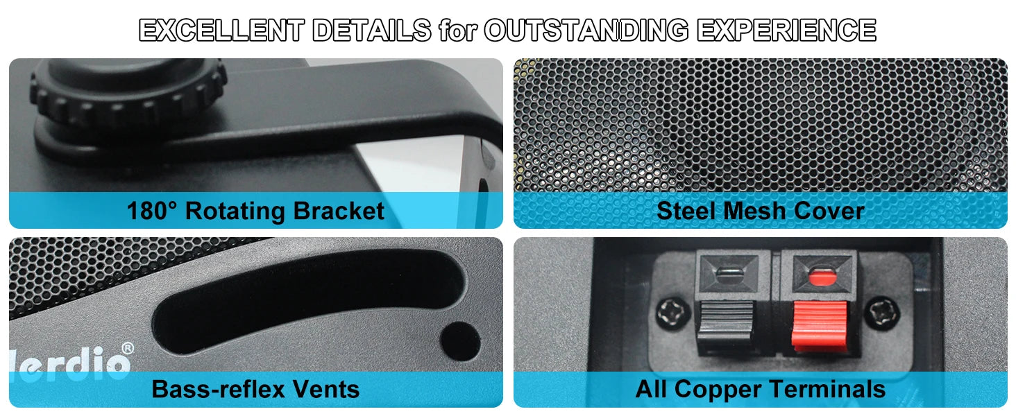 3.5'' Passive Outdoor Speakers Wired Waterproof 200W 3 Way Premium Mountable Wall Mount Speakers For Patio Marine Boat