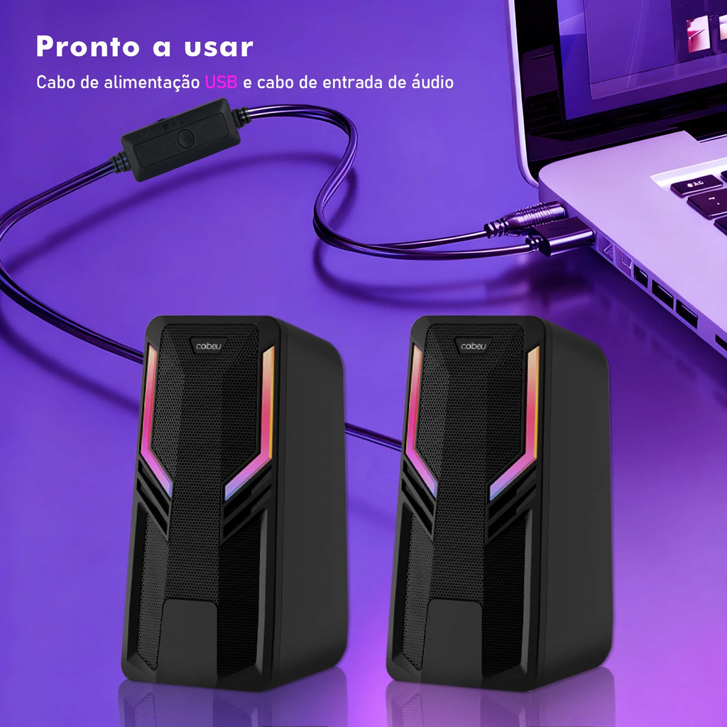 caixa de som para computador com led rgb