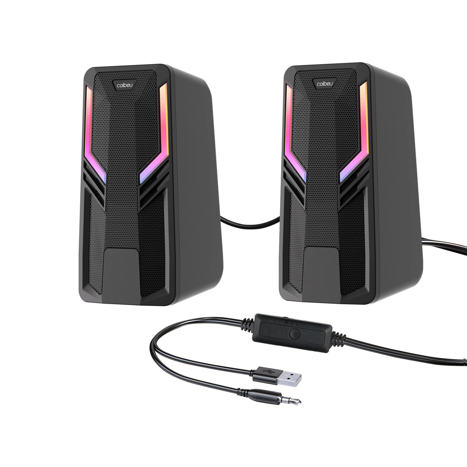caixa de som para computador com led rgb