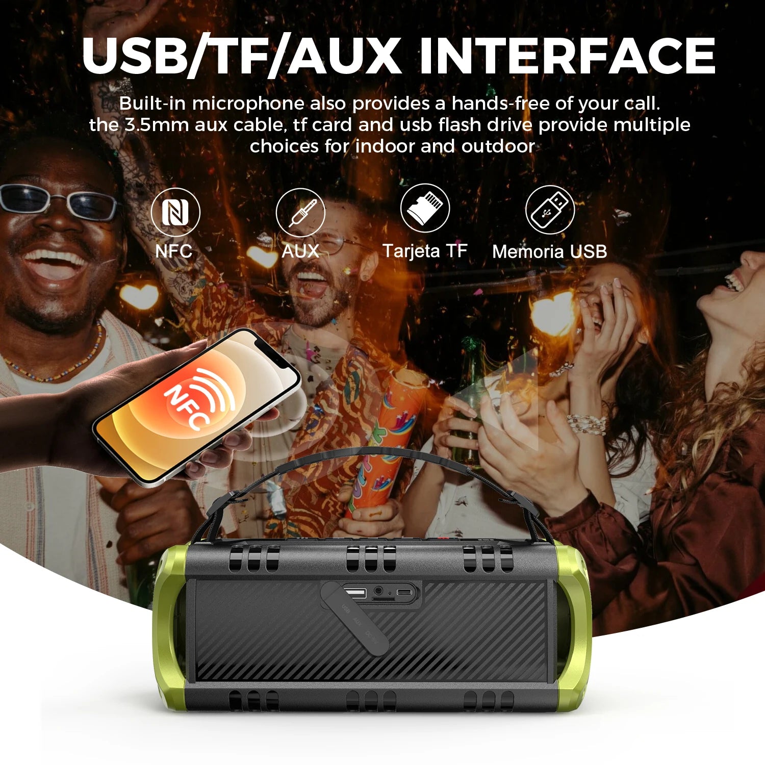 D8mini portátil Bluetooth Speaker, 30W RMS Music , 2550 mAh Battery, aprova de-agua Box,24 horas de bateria